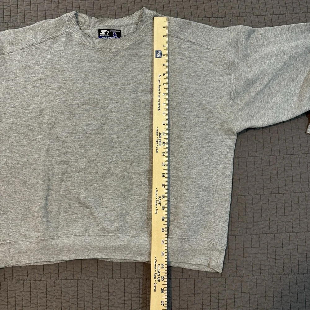 Vtg Y2K Starter Crewneck Sweatshirt Men‎ Large Gray Distressed Boxy Fit 90s